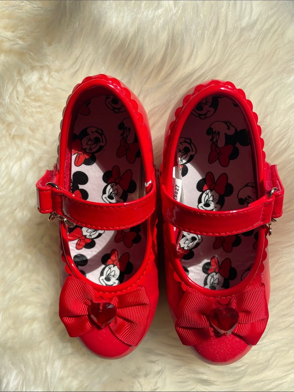 Disney Red Girls Heart Bow Mary Jane Shoes